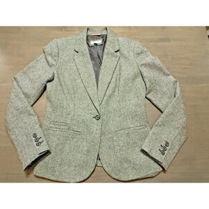 Merona Blazer Womens 6 Gray Black Notch Lapel One Button Lined Career